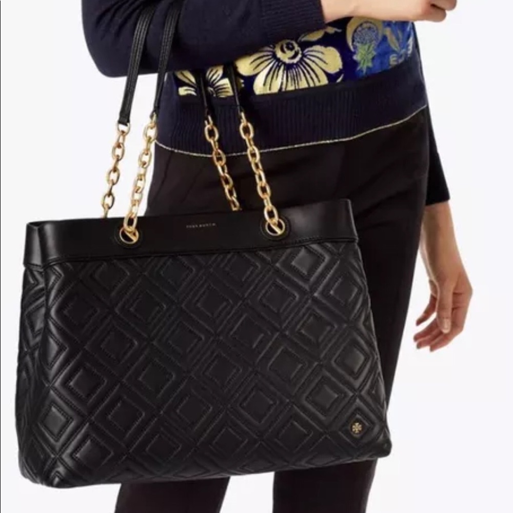 Tori Burch Fleming Triple Compartment Leather Tote